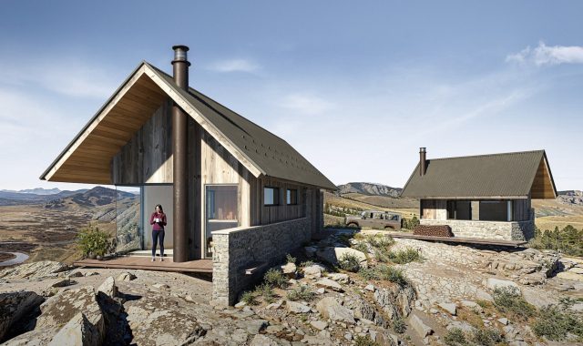 Conceptual architecture rendering of Sawtooth Ridge Retreat, in Stanley Idaho.