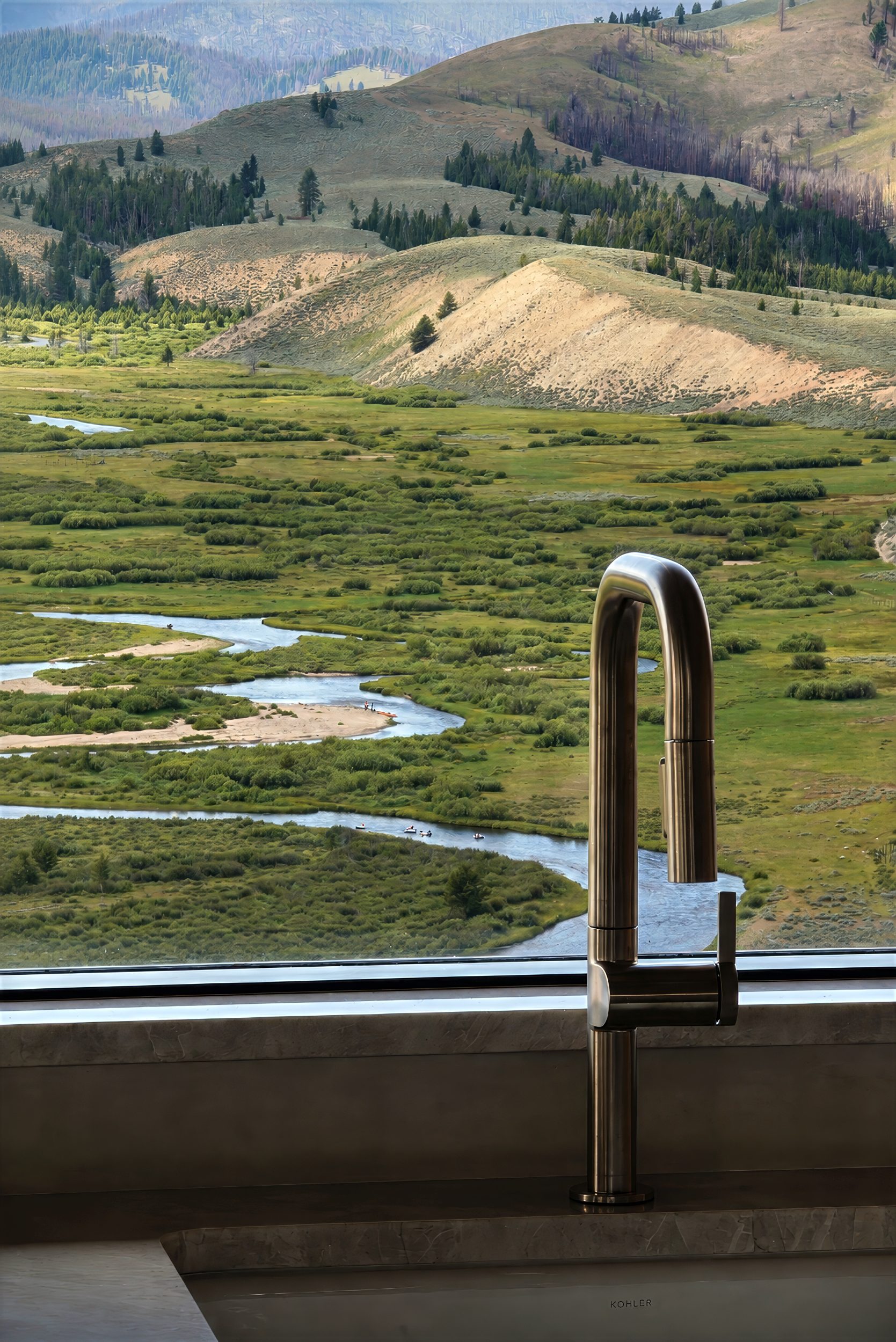 GALCZYNSKI Stanley Idaho Window view of Valley Creek in Stanley Idaho.