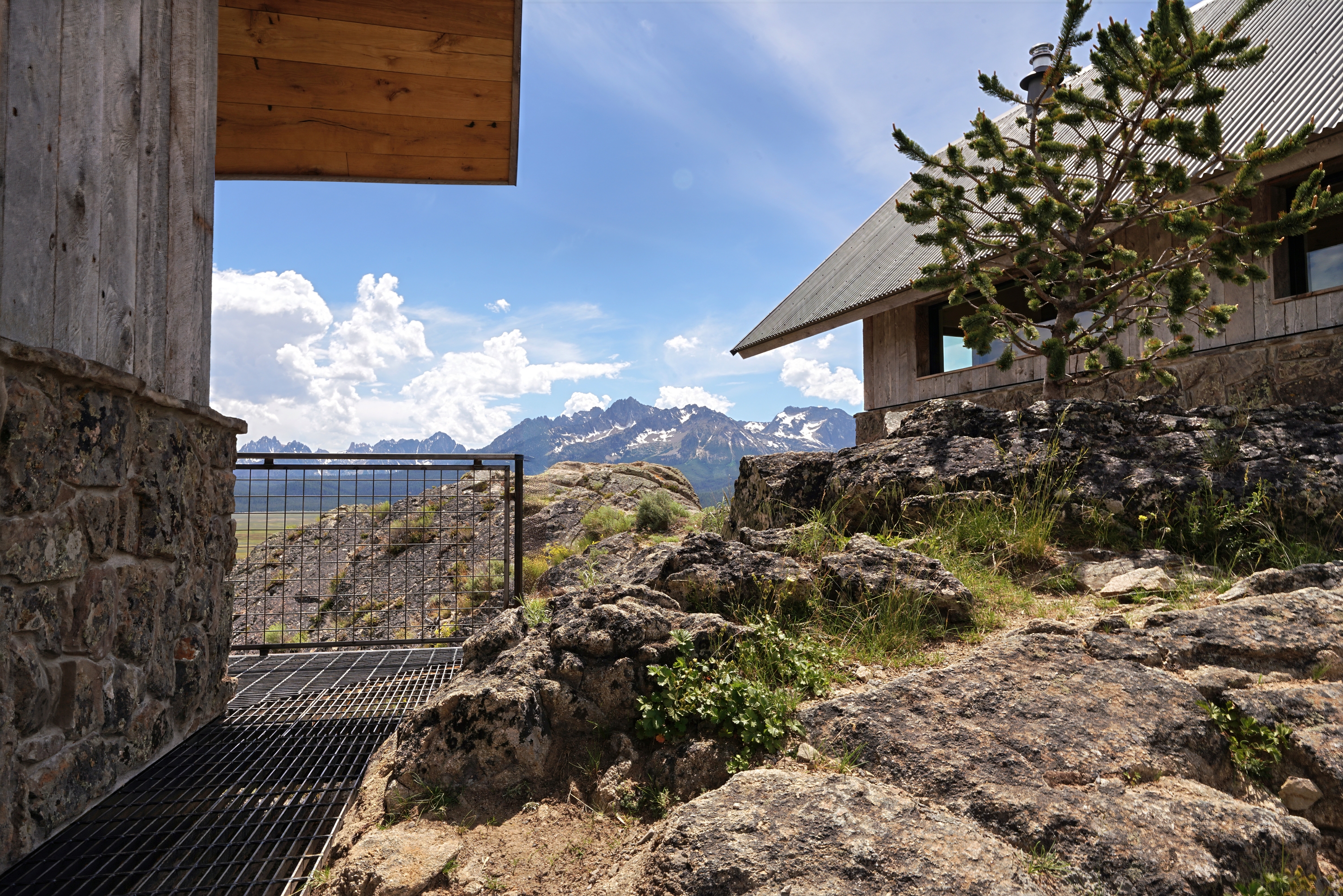 Stanley Idaho Architecture Cliff View from the Stanley Idaho cliff cabin looking out at the Sawtooth Mountains.