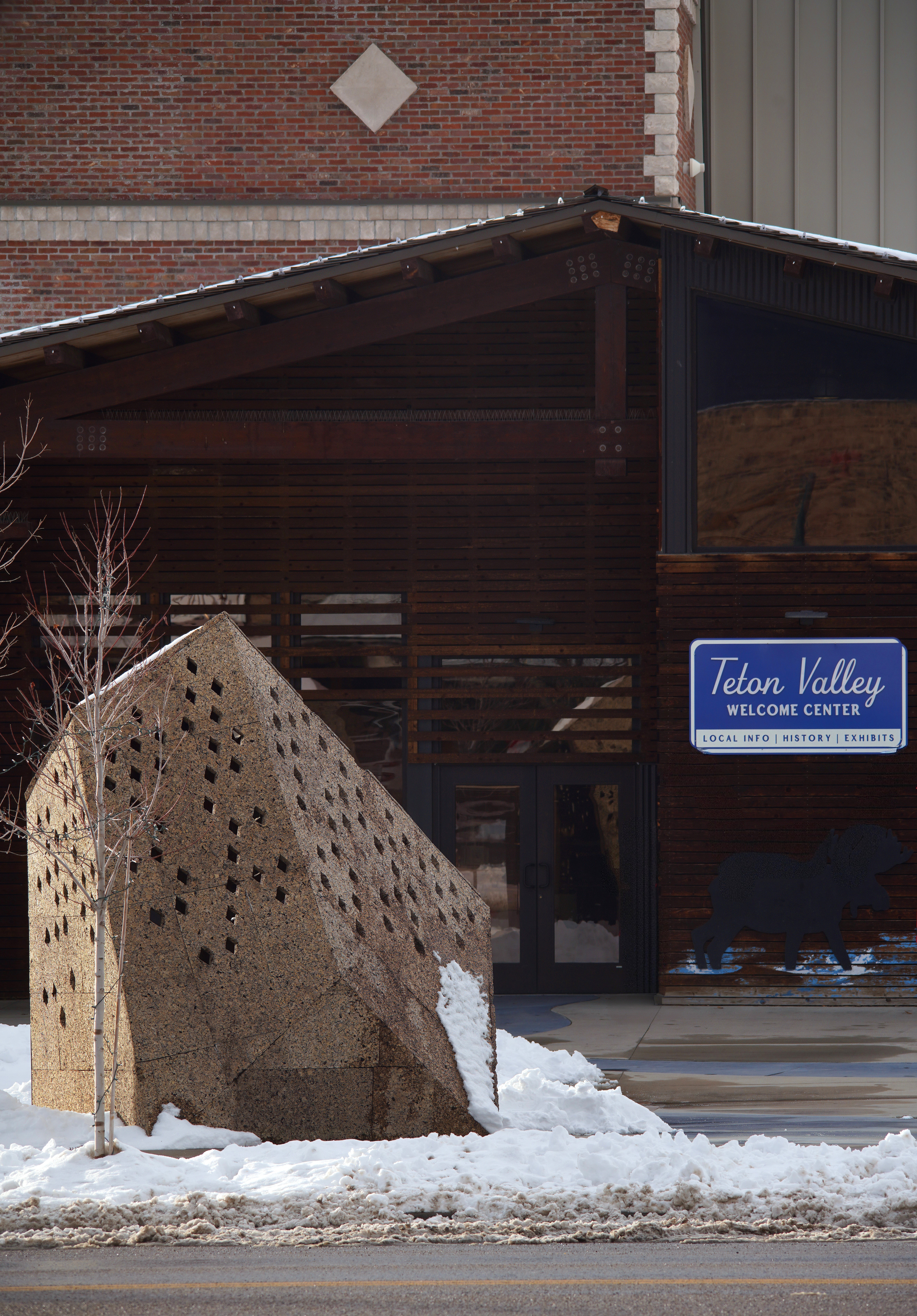 Sculpture in the snow, found near the Teton Valley Welcome Center.
