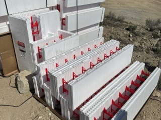 Stack of ICF blocks at the Sawtooth Cabin in Idaho, near Sun Valley.