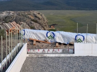 Construction ICF high performance wall detail of the Sawtooth Cabin in the Sawtooth Mountains.