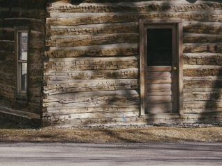 Historic Bonning Cabin sits in downtown Ketchum Idaho.
